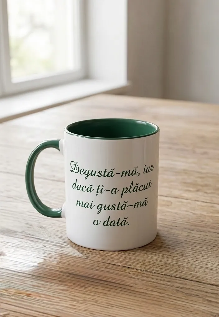 Cană cu interior și mâner verde — Brisz Print