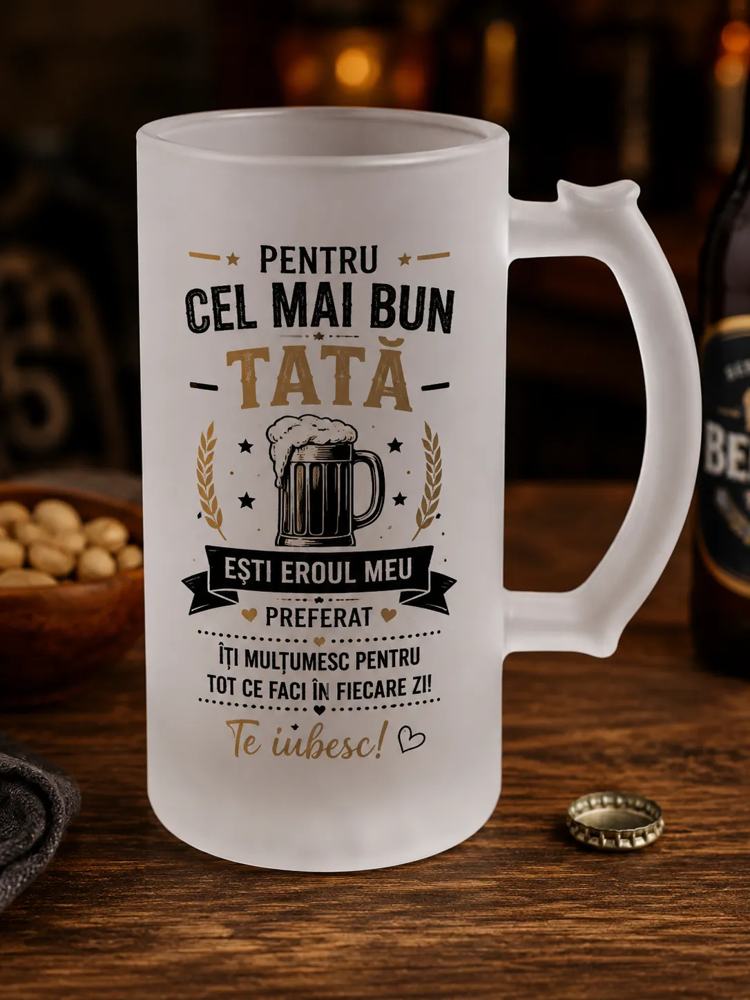 Halbă de bere personalizată pentru tata — Brisz Print